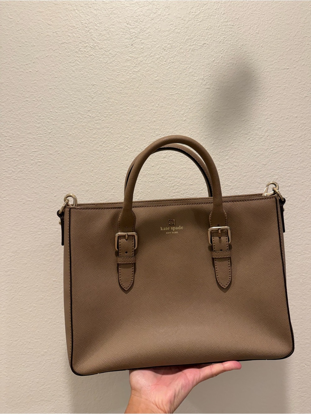 kate spade Taupe Leather Double-Handle Satchel